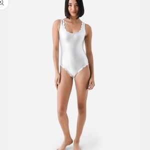 NWT Marysia Palm Springs Maillot Swimsuit - silver and white reversible - XS